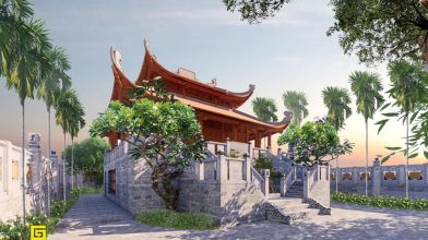 Những bước đầu thi công nhà từ đường 2 tầng 8 mái tại Đan Phượng