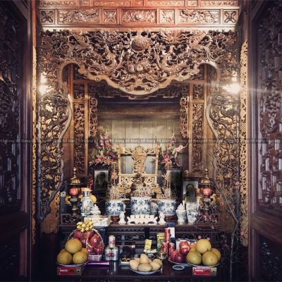 NỘI THẤT PHÒNG THỜ | NHÀ 3 GIAN TRONG PHỐ | GỖ LIM LÀO | BẠCH MAI, HN.